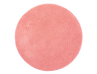 Runder, flauschiger, lachsfarbener Badteppich aus Textil von oben