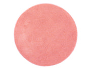 Runder, flauschiger, lachsfarbener Badteppich aus Textil von oben