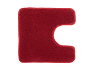 Roter weicher WC-Vorleger, rechteckig mit U-Aussparung für Stand-WC