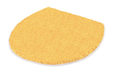 Gelber, halbovaler WC-Sitzbezug aus Frottee mit weißem Rand, flach