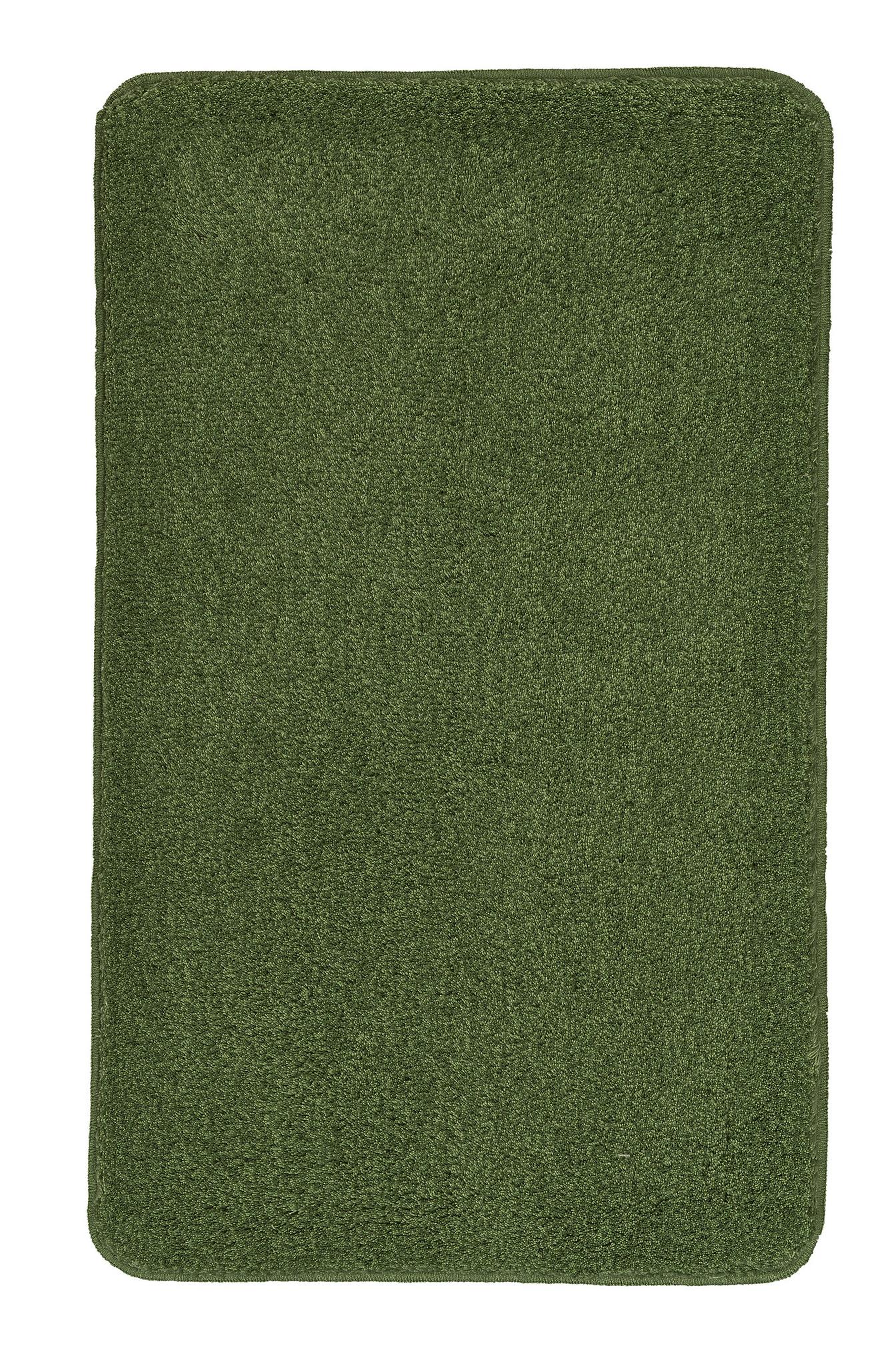 Rechteckige, grüne Badematte mit weicher, dichter Oberfläche aus Textil