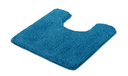 Türkisblauer, U-förmiger WC-Vorleger-Teppich aus dichtem Hochflor