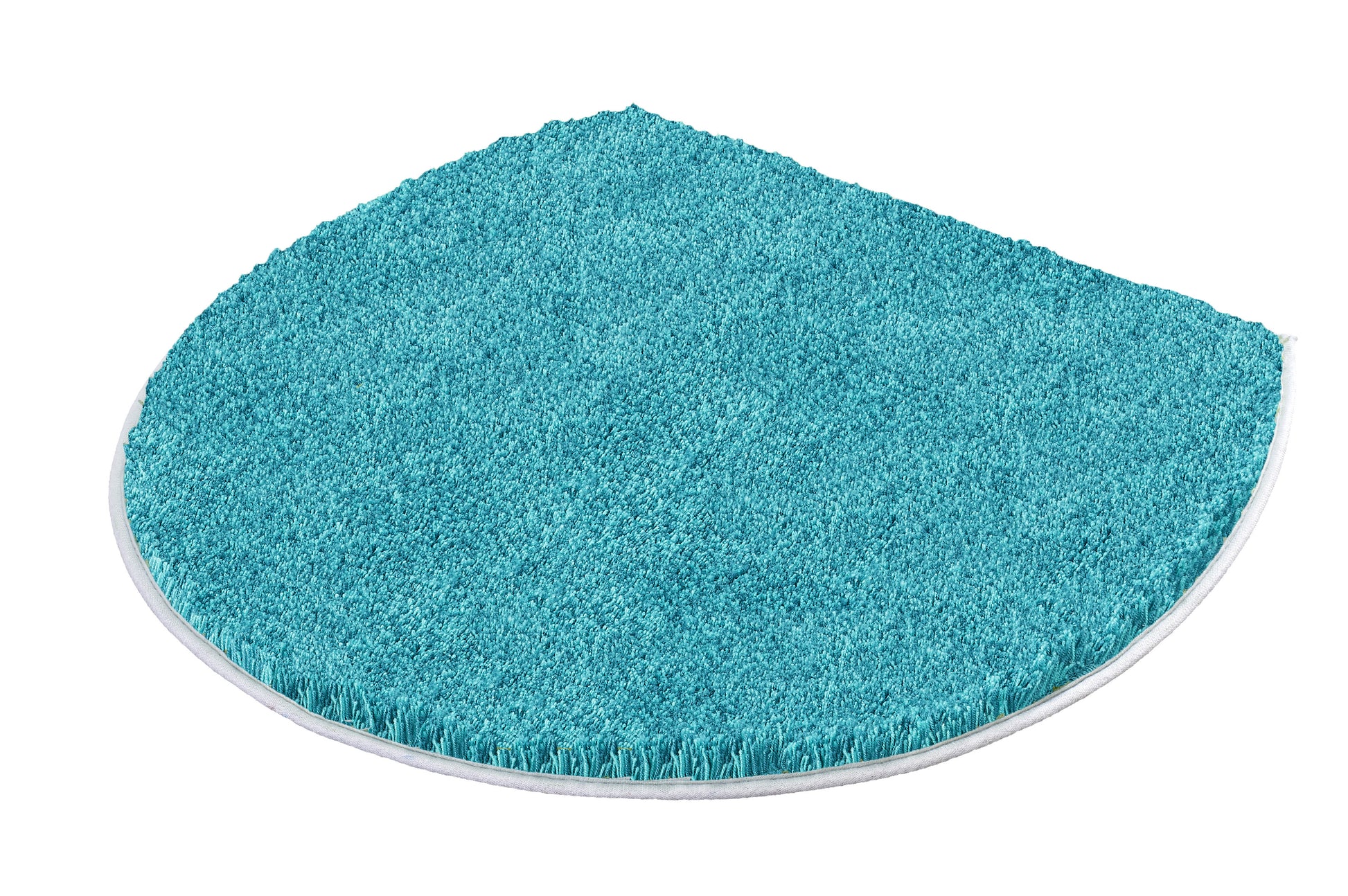 Halbrunder, türkisfarbener WC-Teppich mit dichtem, weichem Hochflor