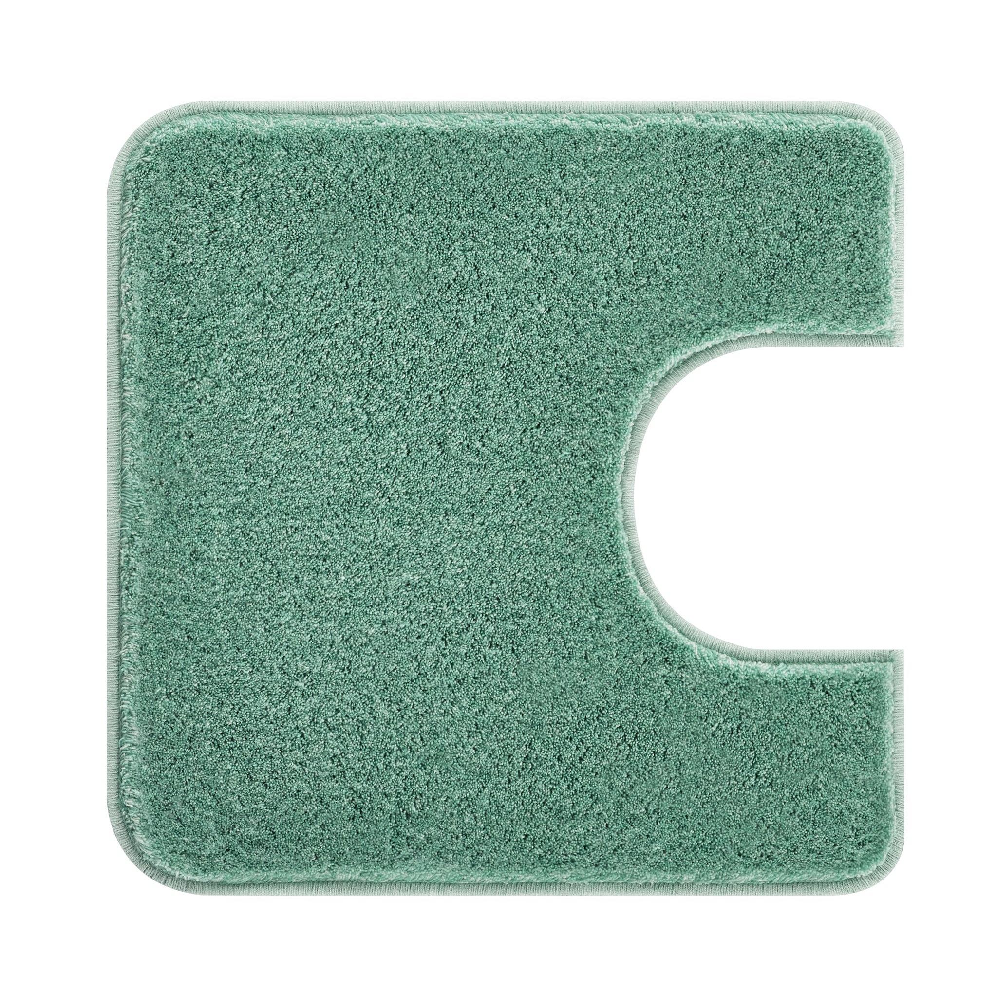 Mintgrüne WC-Vorlage mit U-Ausschnitt aus weichem Hochflor Teppich
