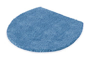Halbrunder blauer Badteppich mit weicher, dichter Oberfläche aus Textil