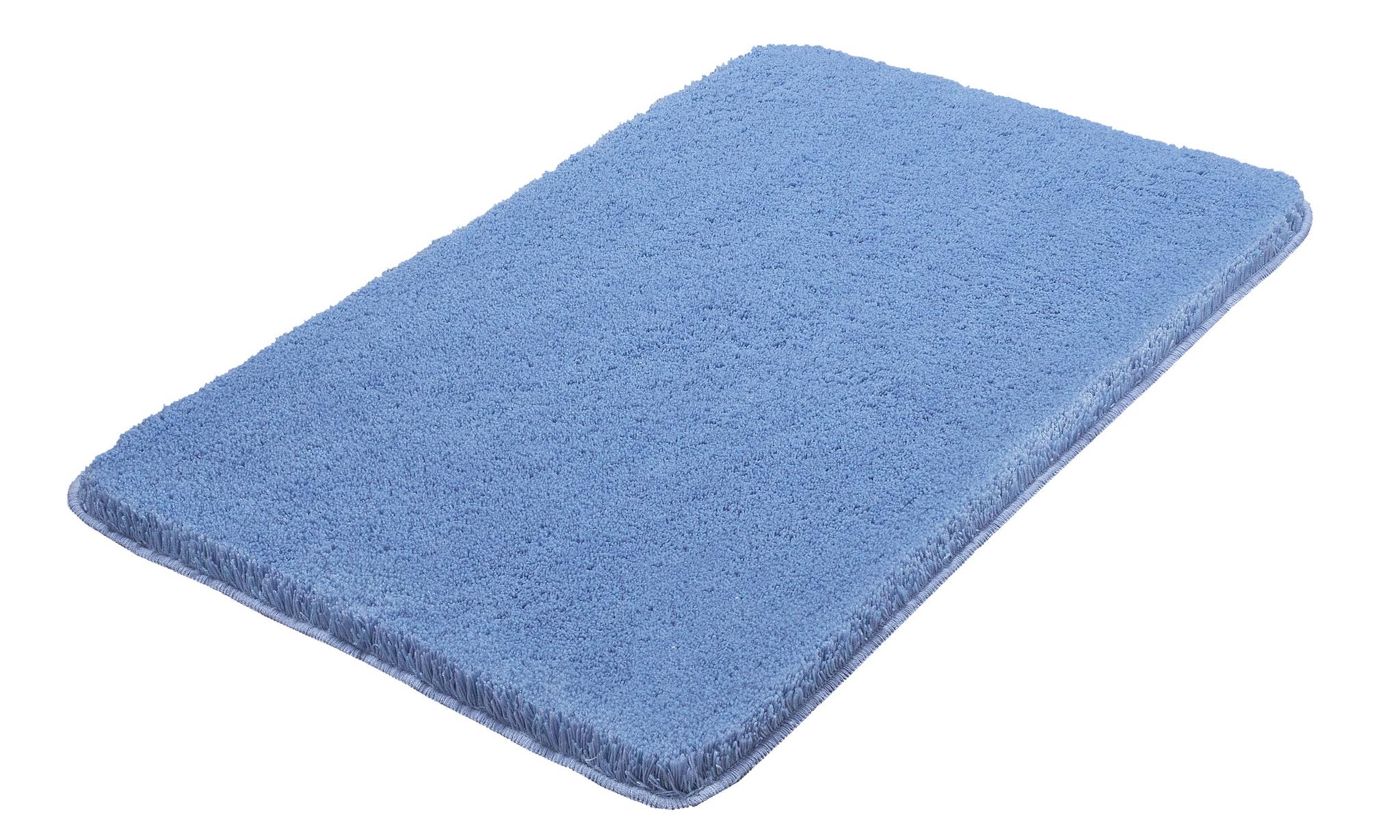 Hellblaue rechteckige Badematte mit weicher, dichter Oberfläche aus Textil