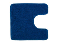 Blauer U-förmiger WC-Vorleger aus hochflorigem Badteppich mit Flor