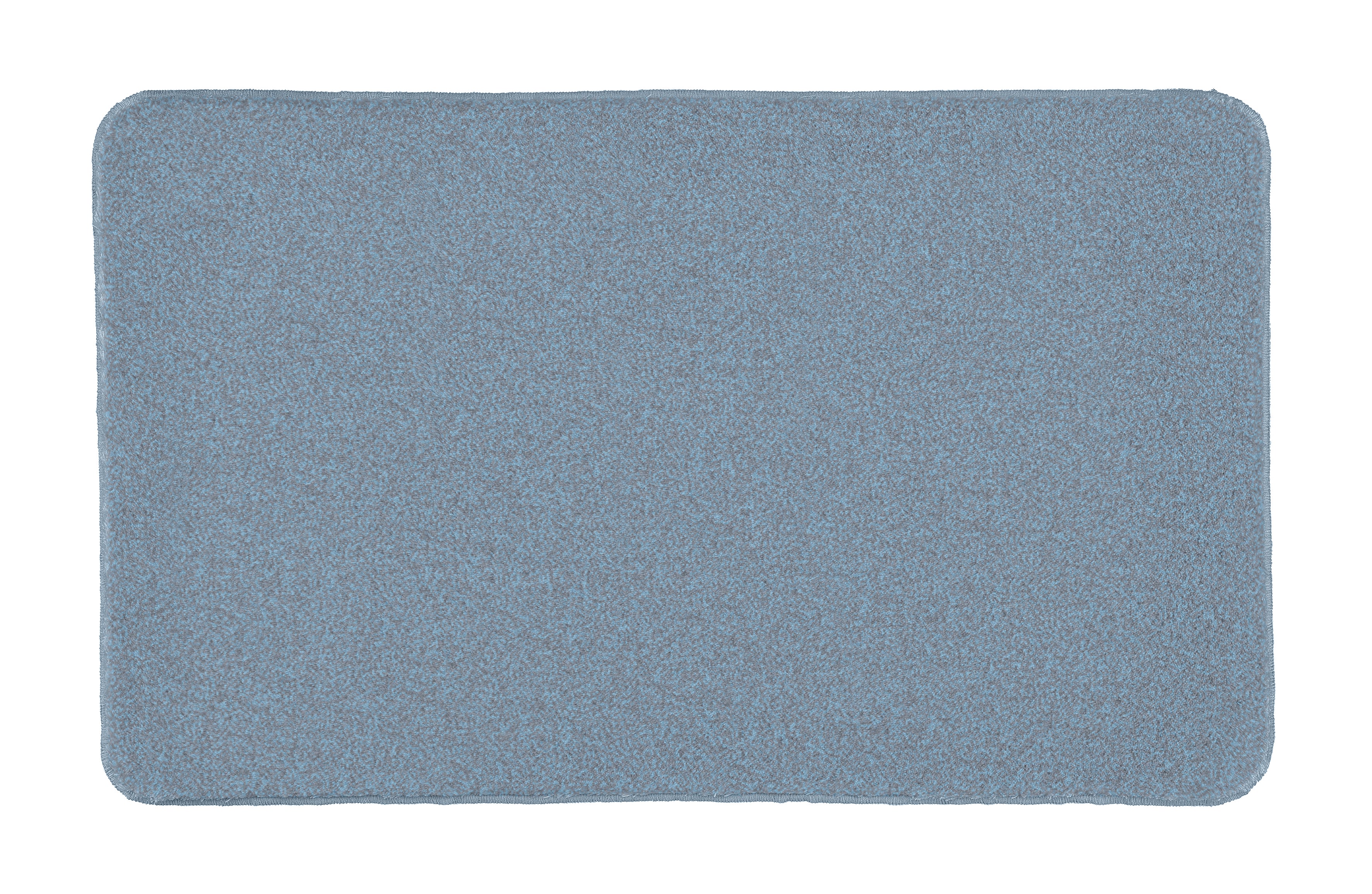 Badteppich RELAX in Stahlblau mit rechteckiger Form im Format 60 x 100 cm liegt auf dem Boden.