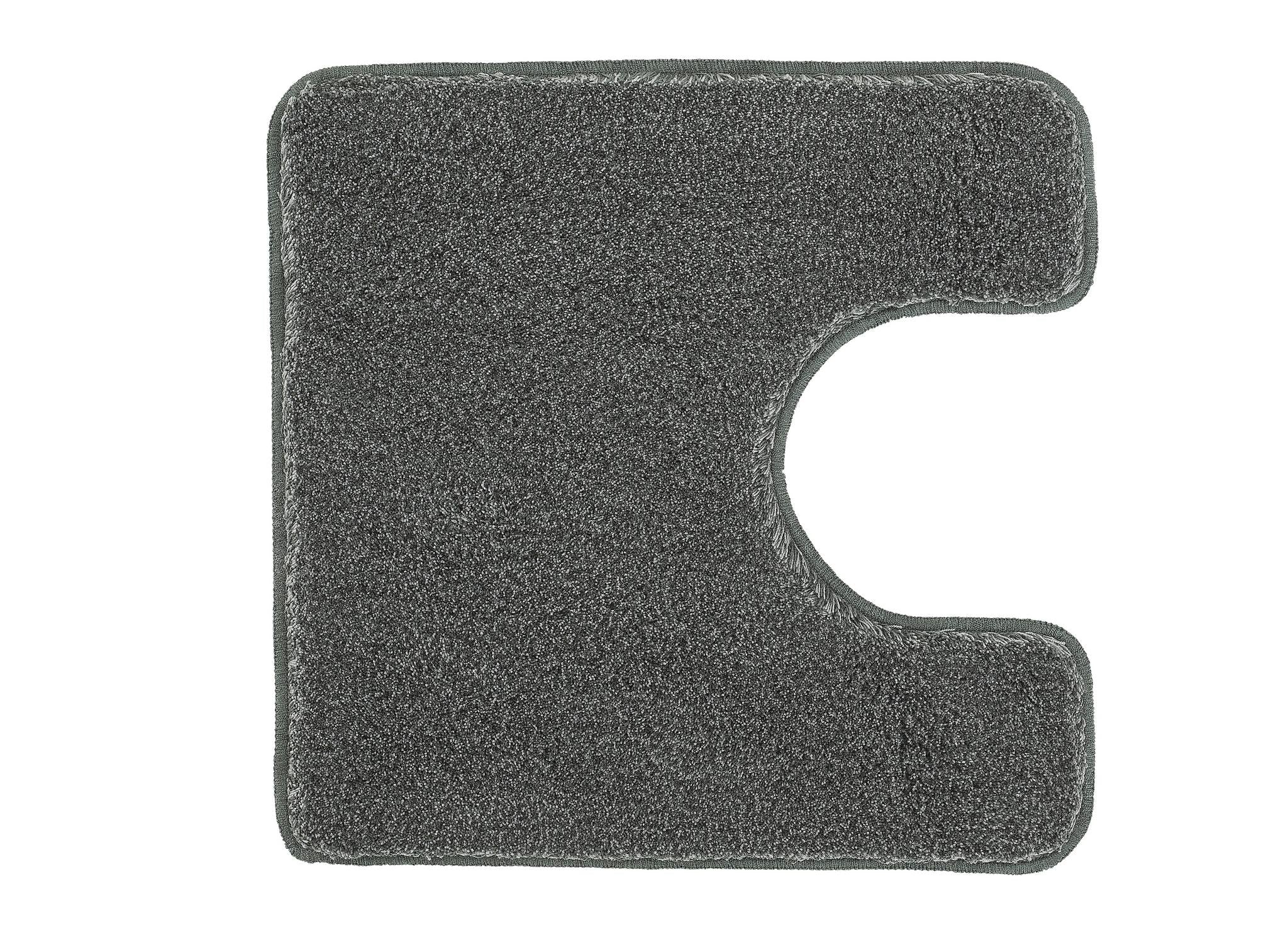 Graue, U-förmige WC-Badvorlage aus dichtem, weichem Hochflor Teppich