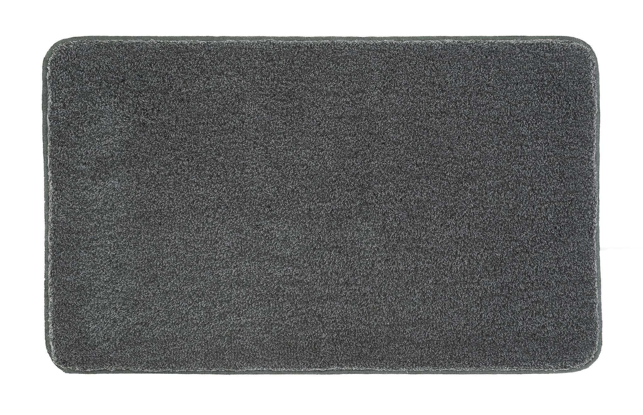Rechteckige, dunkelgraue Badematte mit dichtem, weichem Hochflor aus Stoff