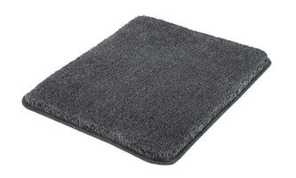 Rechteckige, dunkelgraue Badematte mit dichtem, weichem Flor aus Textil
