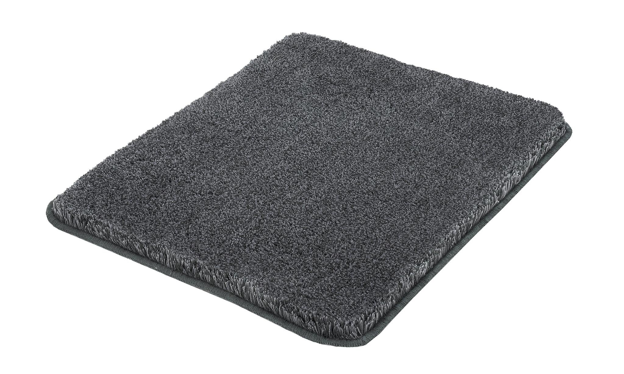 Rechteckige, dunkelgraue Badematte mit dichtem, weichem Flor aus Textil