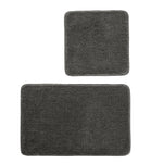 Dunkelgraues zweiteiliges Badematten-Set, rechteckig und quadratisch