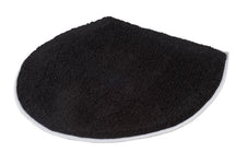 Schwarzer halbrunder WC-Deckelbezug aus Frottee mit weißem Rand