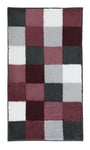 Weiche Badematte mit kariertem Muster in Grau, Weiß und Bordeauxrot