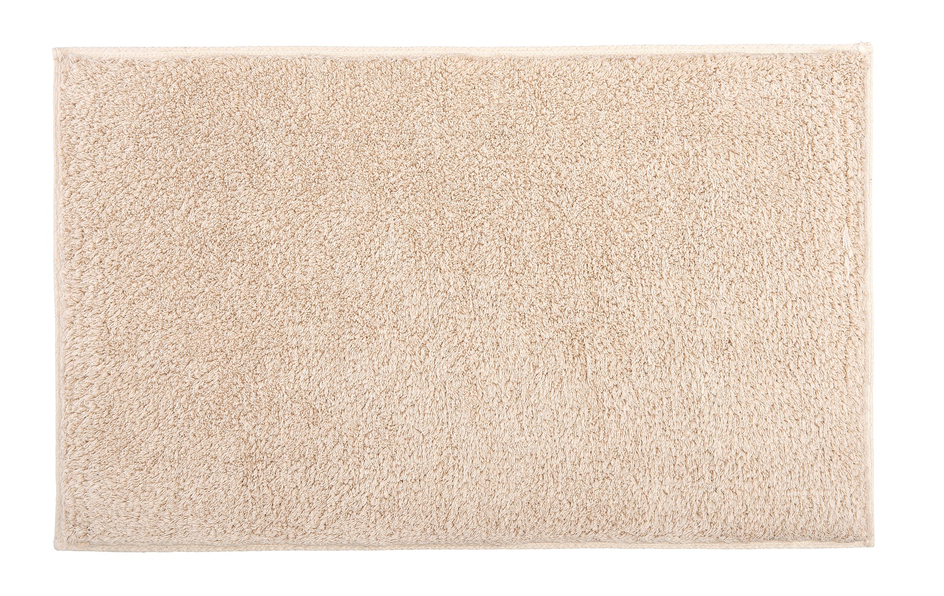 Rechteckige beigefarbene Badematte mit dichtem, hochflorigem, weichem Flor
