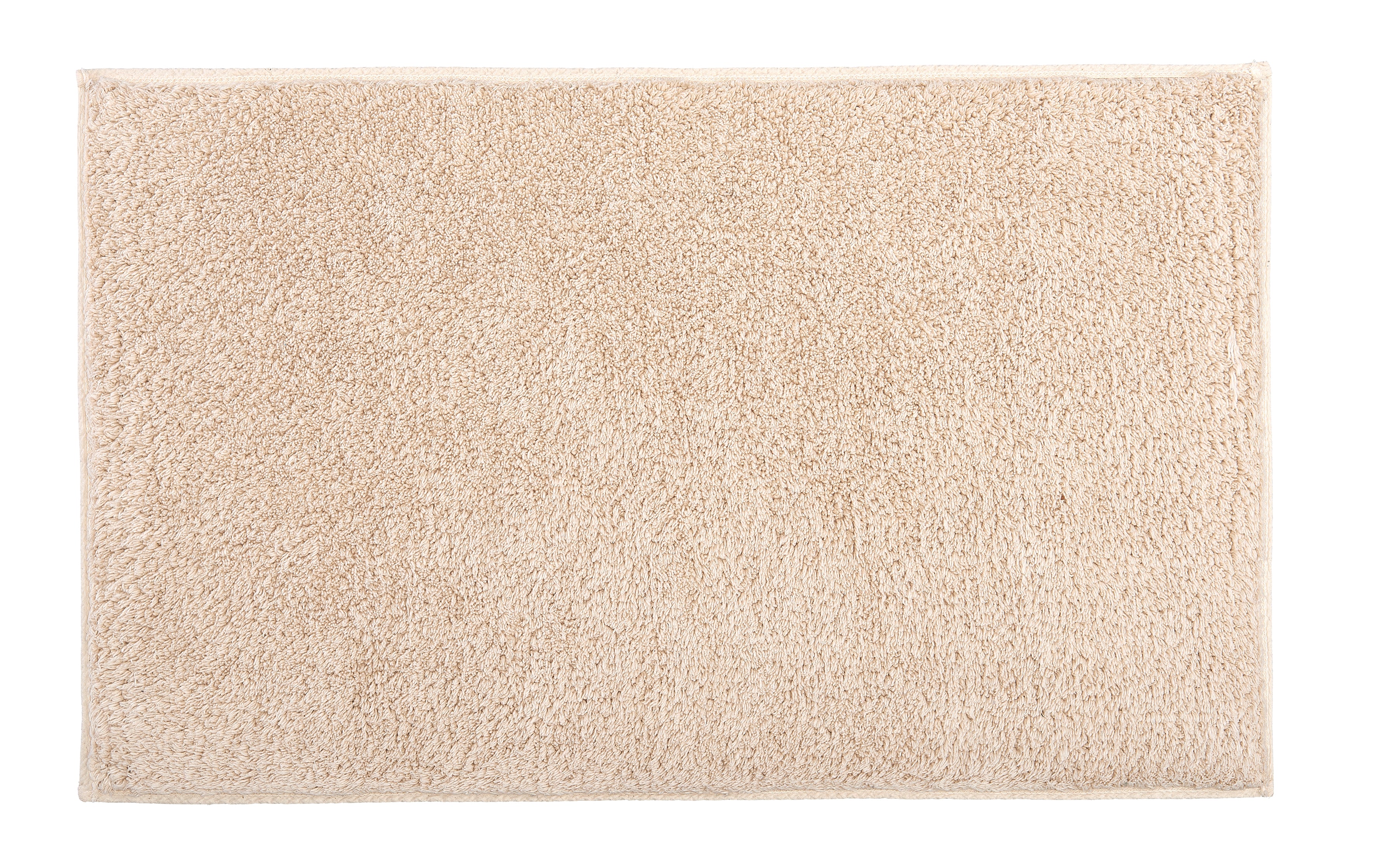 Rechteckige beigefarbene Badematte mit dichtem, hochflorigem, weichem Flor