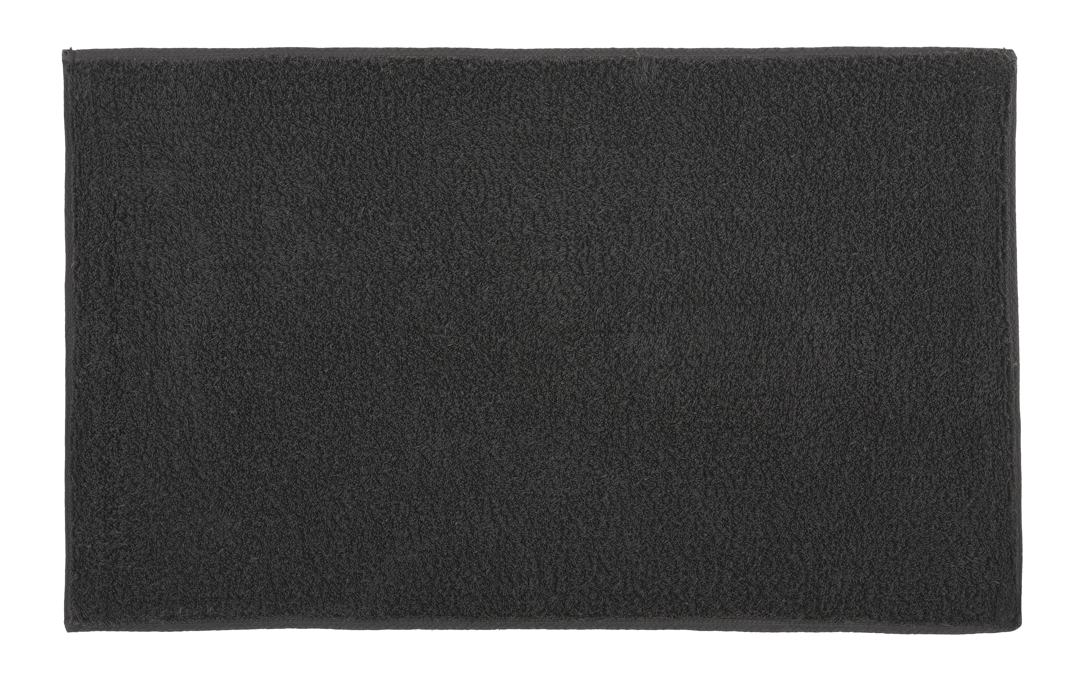 Dunkelgraue rechteckige Badematte mit weicher, dichter Oberfläche
