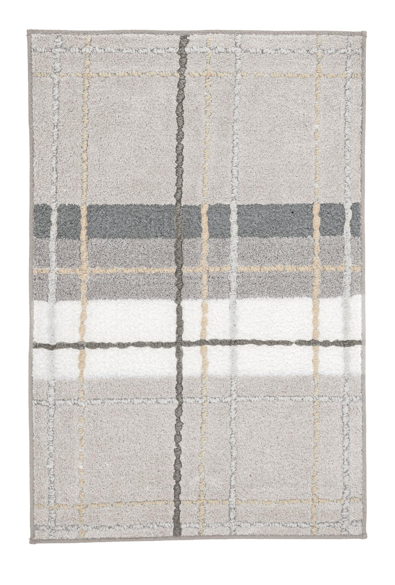 Badematte mit kariertem Muster in Grau, Beige, Weiß und Creme-Tönen