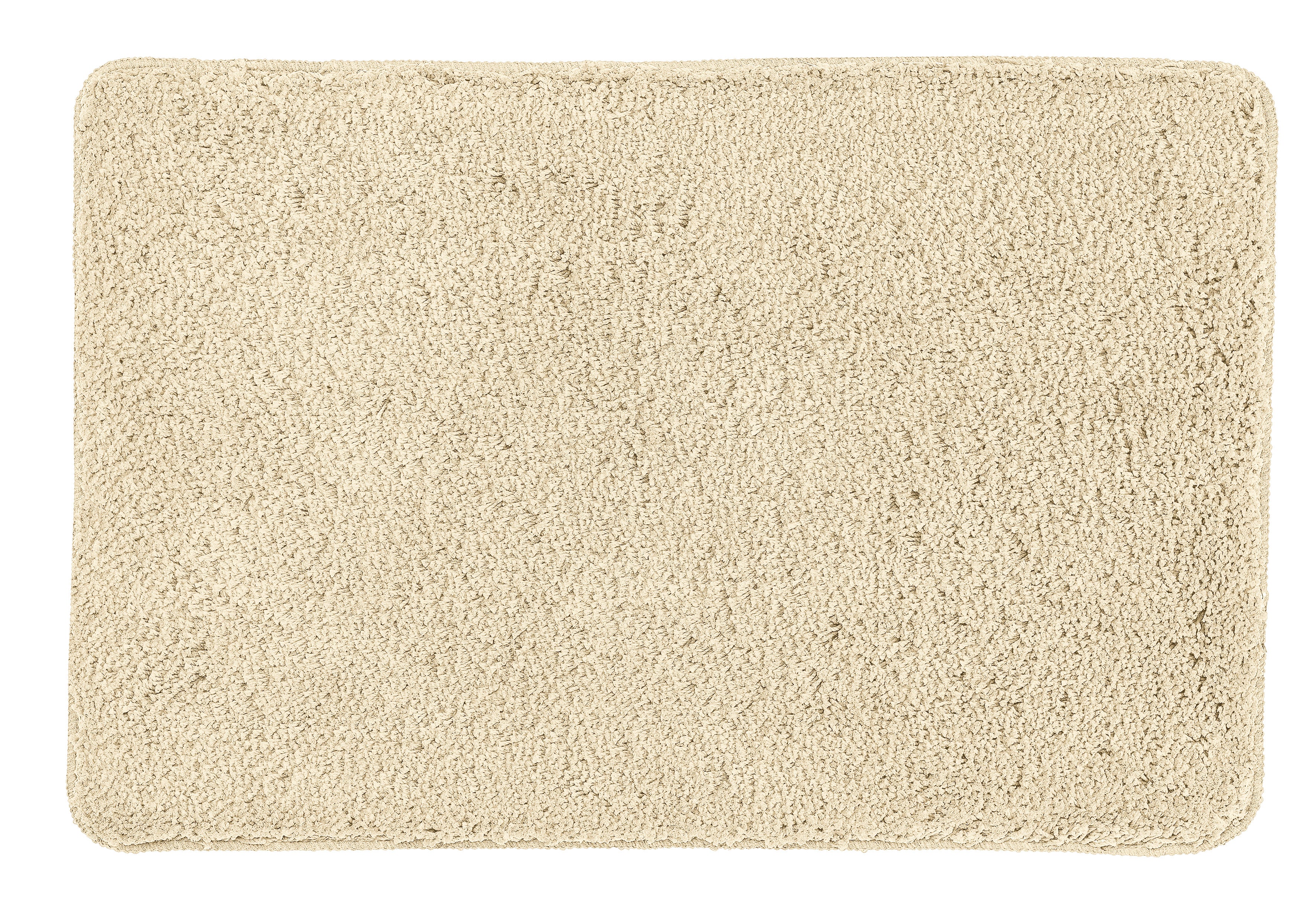 Rechteckige beige Badematte mit weicher, hochfloriger Oberfläche Struktur