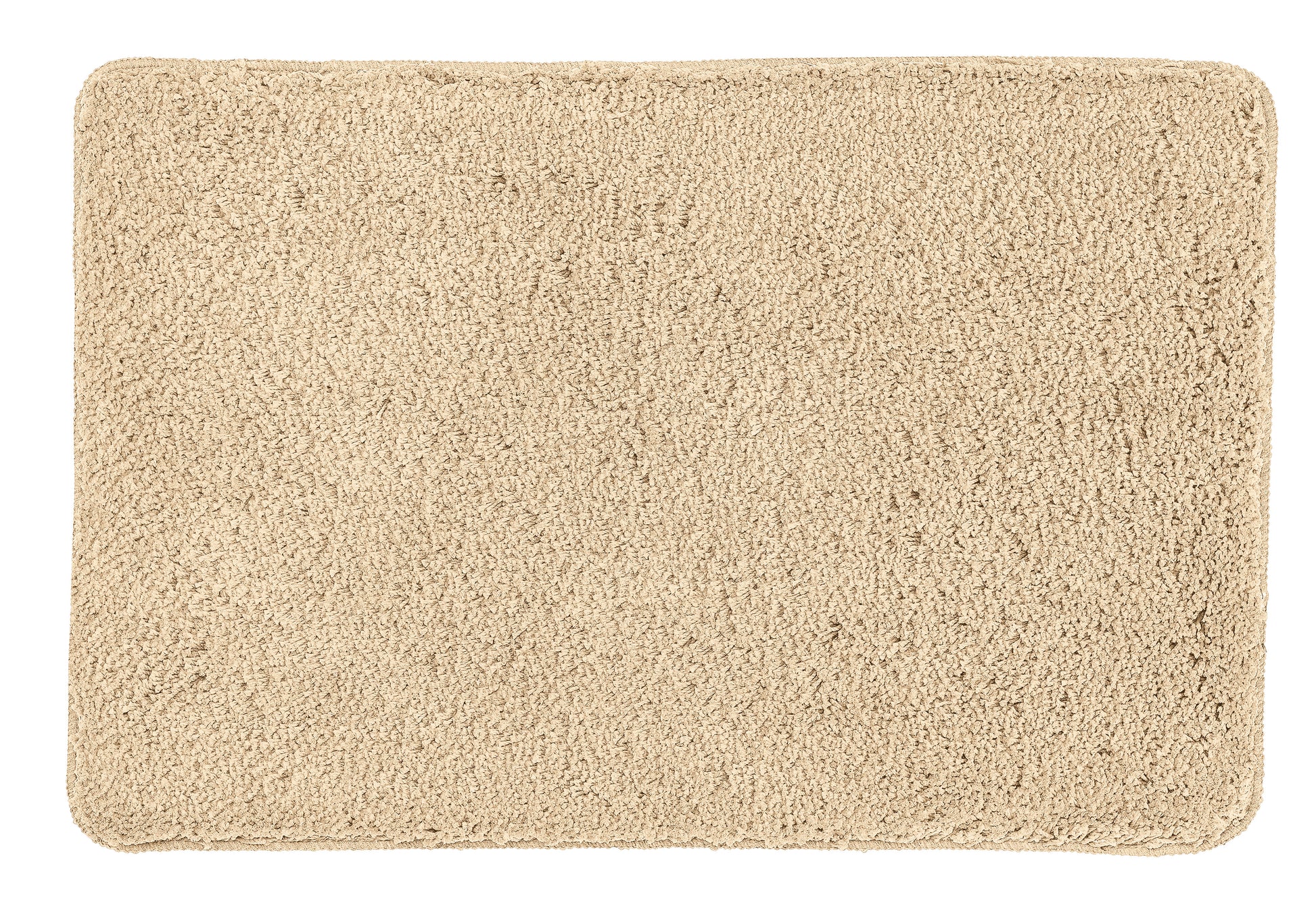 Rechteckige, flauschige Badematte in Beige mit weicher Hochflor-Oberfläche