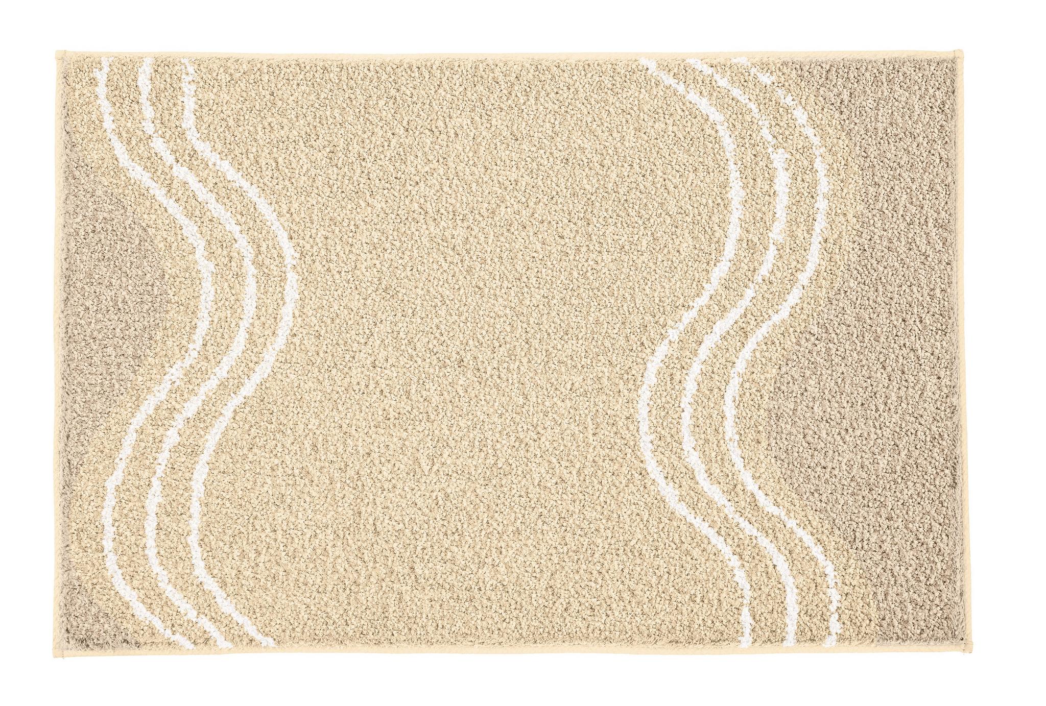Beiger Badteppich mit Wellenmuster in zarten Creme- und Hellbrauntönen