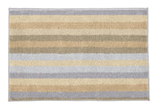 Rechteckiger Badteppich mit breiten Streifen in Beige, Grau und Creme