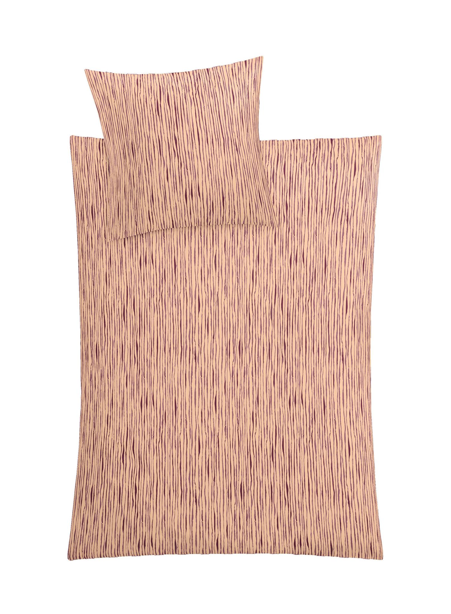 Bettwäsche-Set in Beige mit feinem braunem Streifenmuster, Kissen, Decke