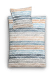 Bettwäsche-Set mit Kissen, Streifen in Blau, Grau, Beige und Weiß