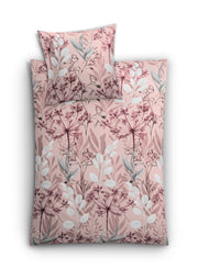 Rosa Bettwäsche mit zartem floralen Muster und passendem Kissen Set