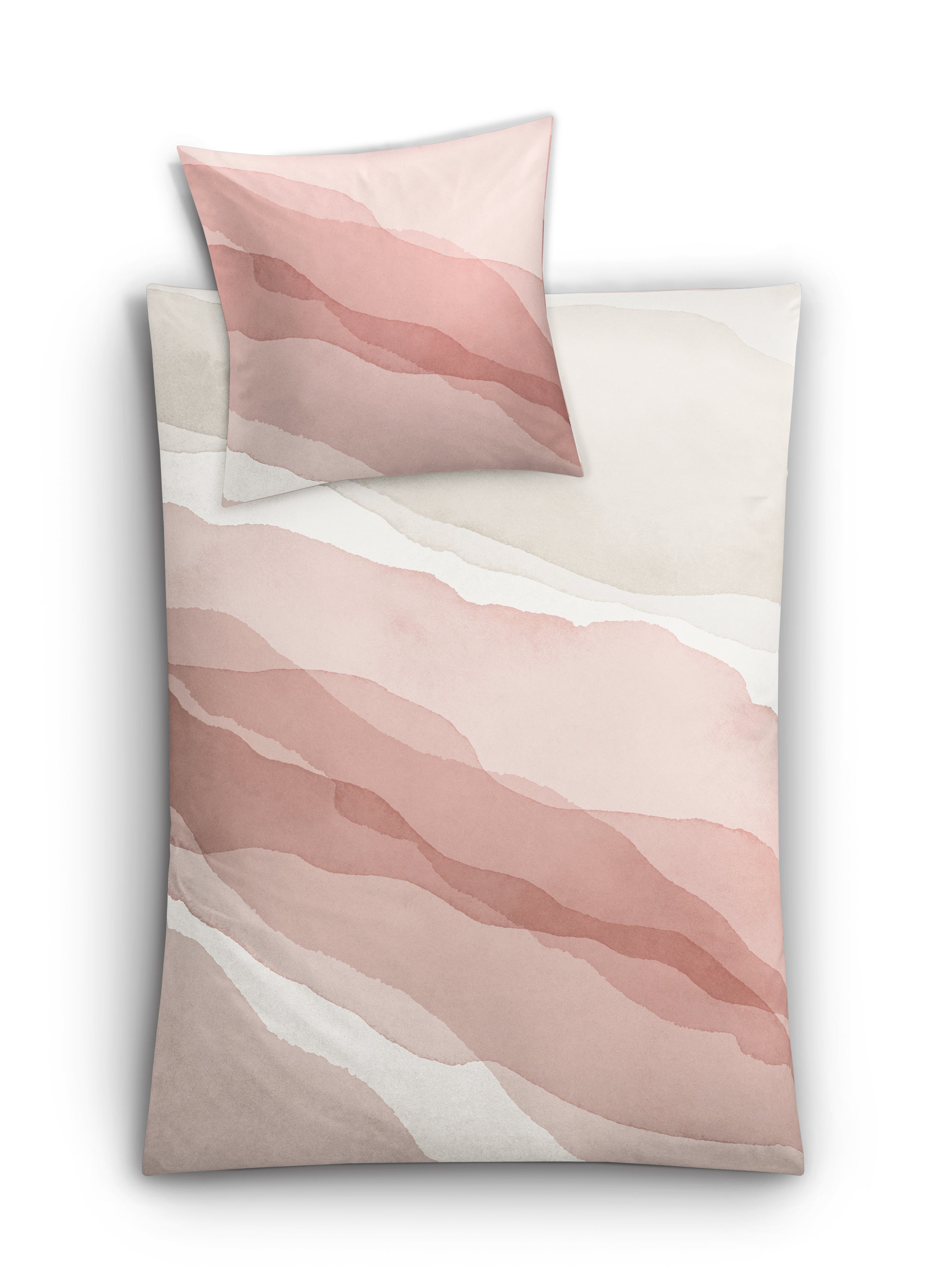 Satin Bettwäsche NESRIN Old Rose mit Kissen 80x80 und Decke 135x200 in Rosatönen.