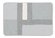 Rechteckige Badematte in Grau mit weichem, geometrischem Blockmuster