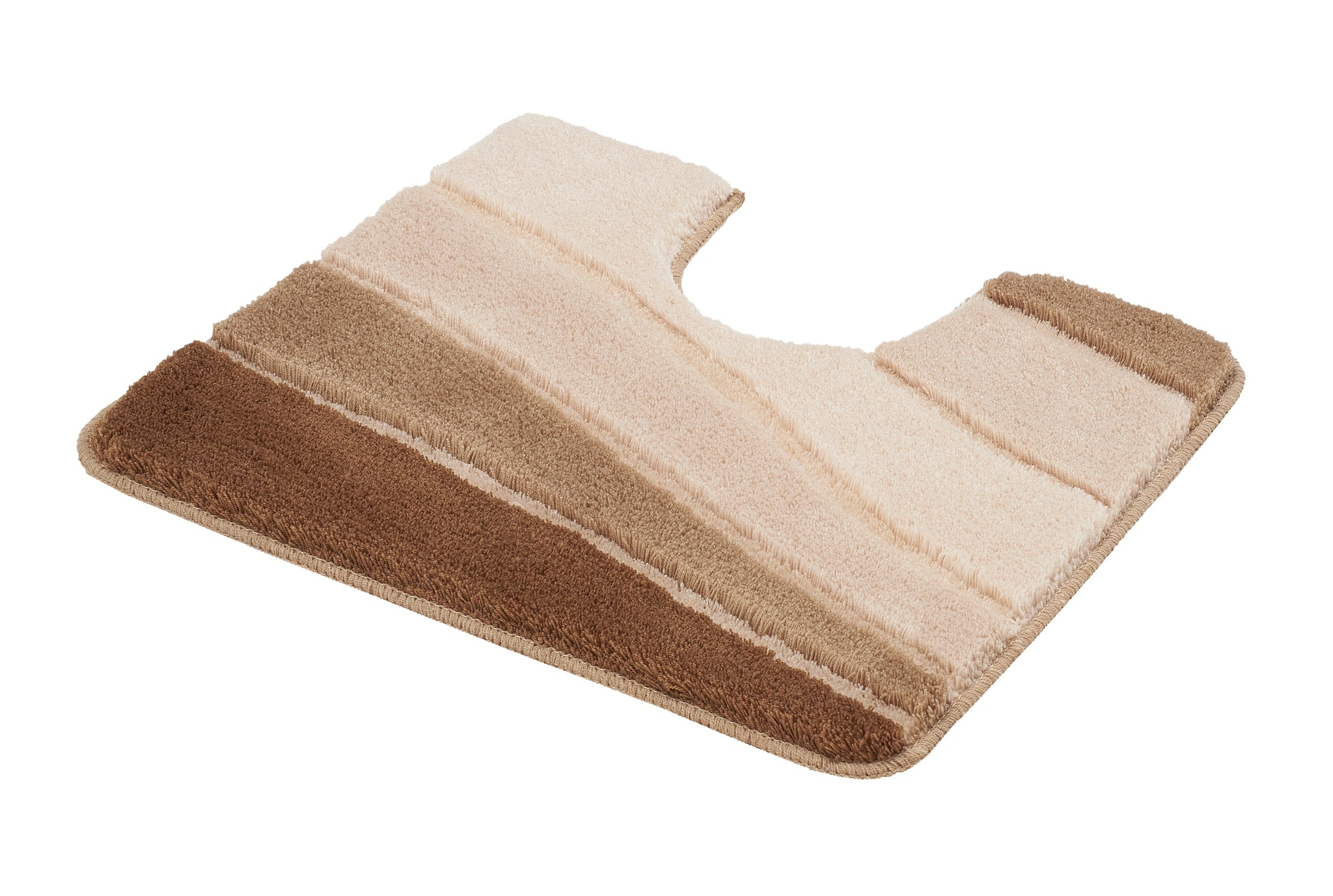 U-förmiger Badematte mit breiten Streifen in Beige- und Brauntönen
