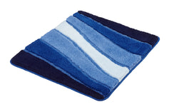 Rechteckige Badematte mit weichen Streifen in Dunkel- und Hellblau