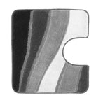 Gestreifte breite WC-Vorlage mit Ausschnitt in Grau- und Weißtönen