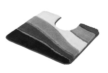 WC-Vorleger mit U-Ausschnitt, breite Streifen in Grau, Weiß, Schwarz