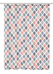 Duschvorhang mit mehrfarbigem Rautenmuster in Blau, Rot und Beige