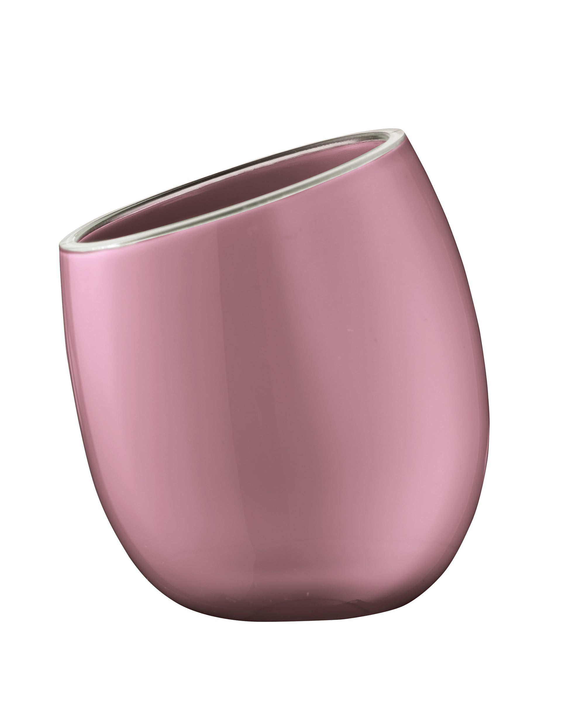 Zahnputzbecher ELLA Beere steht schräg vor weißem Hintergrund.