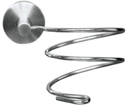 Der Fönhalter ALLEGRA in Chromfarben ist spiralförmig an einer Wandhalterung befestigt.