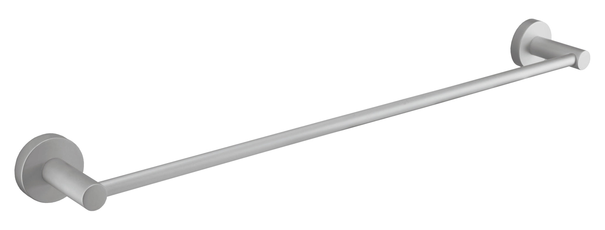 Handtuchstange APOLLO aus Aluminium ist frontal vor weißem Hintergrund zu sehen.