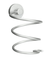Fönhalter APOLLO aus Aluminium als spiralförmiger Wandhalter für Fön in Nahaufnahme dargestellt.