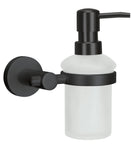 Wandmontierter schwarzer Seifenspender mit satiniertem Glasbehälter