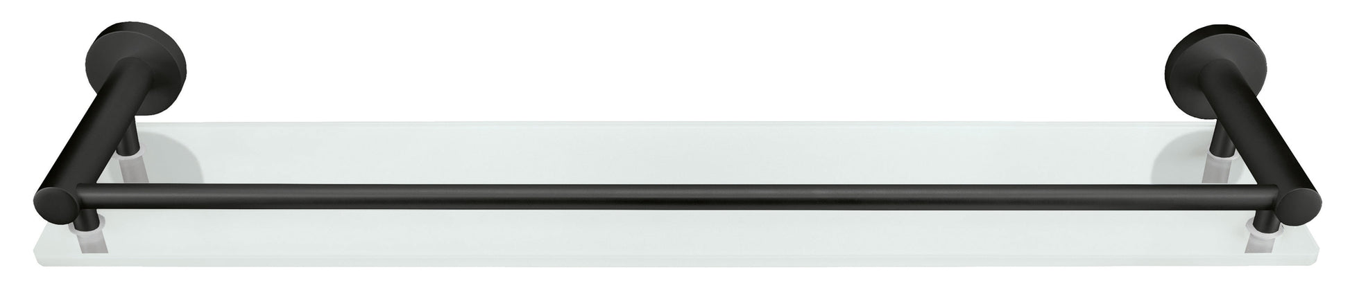 Glasablage APOLLO NERO Milky mit schwarzer Halterung vor weißem Hintergrund.