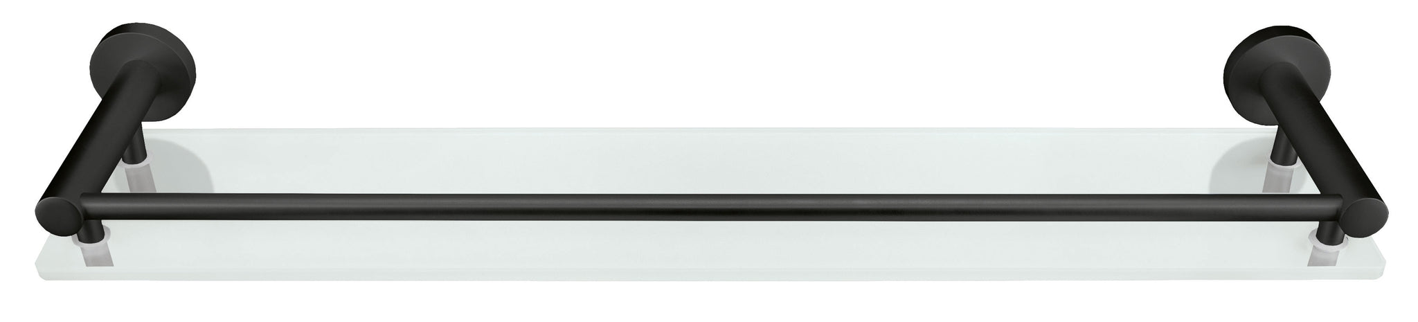 Glasablage APOLLO NERO Milky mit schwarzer Halterung vor weißem Hintergrund.