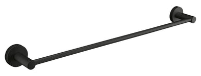Schwarze, matte Handtuchstange aus Metall mit runden Wandhaltern