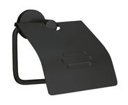 Schwarzer matter WC-Papierhalter mit Abdeckung in modernem Design