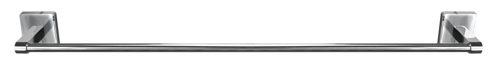 Silberfarbene Handtuchstange LUNO ist frontal vor weißem Hintergrund zu sehen.