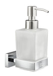Wandseifenspender aus mattiertem Glas mit verchromter Wandhalterung
