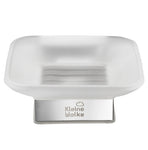 Seifenschale aus satiniertem Glas mit Edelstahlsockel Kleine Wolke