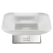 Seifenschale aus satiniertem Glas mit Edelstahlsockel Kleine Wolke